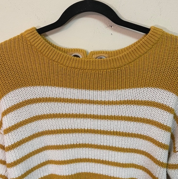 Mustard Yellow/Green Striped Long Sleeve Sweater - Picture 3 of 4